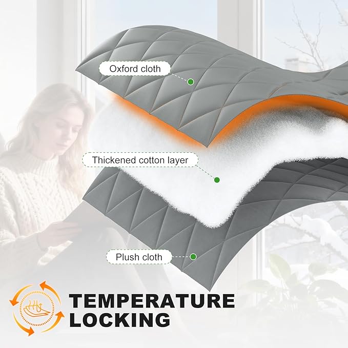 Thermal Window Cover for Winter,38" X 62" for Window Insulation for Summer Heat, Oxford Cloth Cotton Layer Window Sun Blocker to Keep Heat, Window Insulation Kit Fits Up to 3 x 5 Ft Window