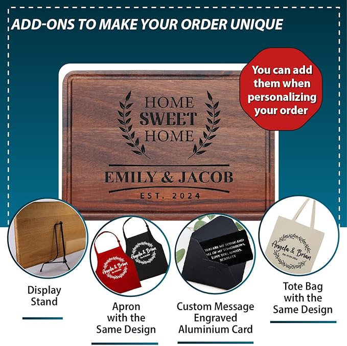 Personalized Cutting Board Gift for Christmas, Home Owner Couple Gift Ideas, Customized Home Sweet Home Bamboo Cutting Board Gift for First Home Buyer, Real Estate Gift, New Home Buyer Gifts