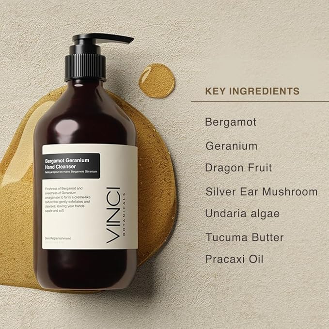Bergamot Geranium Hand Cleanser | Gentle Exfoliating Hand Wash | Cleanses & Hydrates Skin | Made with Essential Oils | Cruelty, Vegan & Paraben Free | Sweet & Fresh Aroma | 500 ml