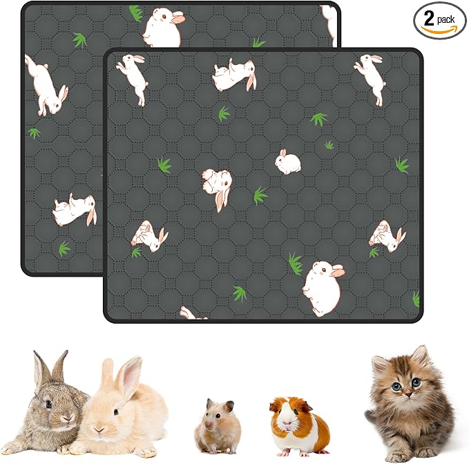 2-Pack Washable Pee Pads for Dogs, 36in x 42in Puppy Traning Pads Leakproof Guinea Pig Cage Liner Rabbit Cage Absorbing Bedding Reusable Anti-Slip Rug Mat for Crate