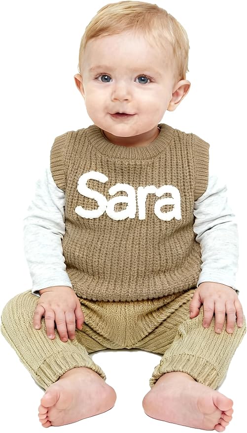 Personalized Knit Baby Boy Girl Sweater with Name Custom Pullover Sweatshirt Custom Baby Gifts