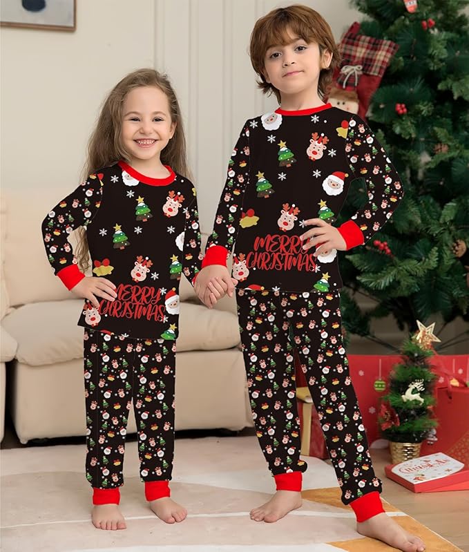 Family Christmas PJs Matching Sets, Cute Holiday Pajamas Printed Top and Pants, Xmas Jammies for Couples/Men/Women