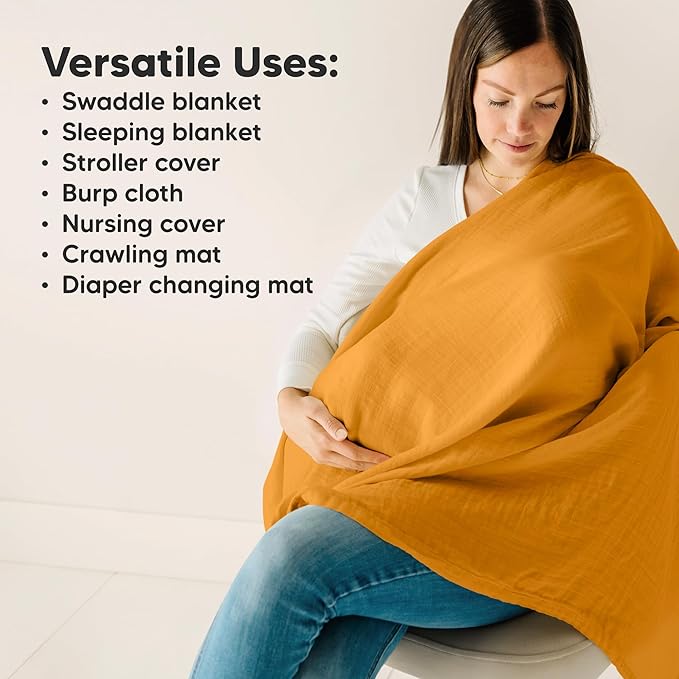 4-Pack Muslin Swaddle Blankets for Boys, Girls - Organic Baby Swaddles for Newborns, Soft & Breathable Receiving Baby Blankets for Girl, Boy, Neutral, Newborn Essentials Gift (Primeval)