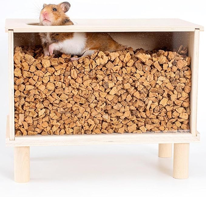 Hamster Digging Box DIY Hamster Cage Decor Burrow Box Toy with Acrylic Window for Activity Suitable for Hamster Enclosure and, M