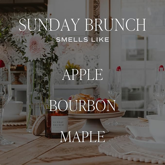 Sweet Water Decor Sunday Brunch Scented Soy Candles – Apple, Cinnamon, Orange, Bourbon, Butter, Coconut, – Cozy, Inviting Aroma – 50 Hour Burn – 12oz Tinted Glass Jar for Home Decor and Bedroom Decor
