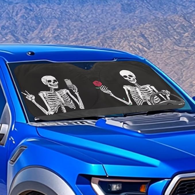 Funny Skeleton Vehicle Windshield Protecion Stylish Automotive Interior Cover Sun Visor Protector for Front Window Fashion Car Accessories