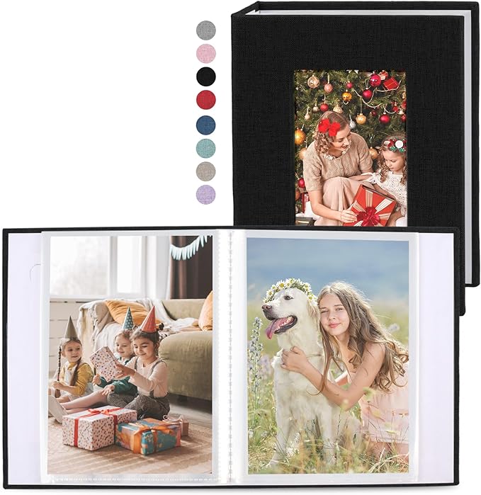 vivinin 2 Pack Photo Album 4x6, Linen Cover Photo Book, Small Photo Album Book for 36 Pockets Hold 72 Pictures, Picture Book for Photos Family Anniversaries Baby Vacations（Black）