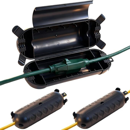 3Pack Outdoor Extension Cord Cover, IP44 Waterproof Extension Cord Protector for Outdoor Connections, Weatherproof Safety Box for Holiday Lights, Garden Tools & Outdoor Appliances, Black