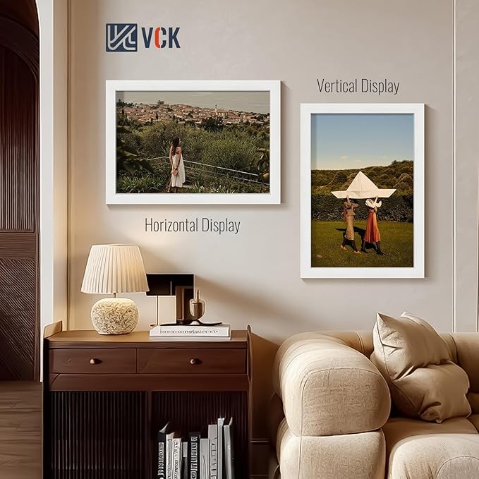 VCK 13x19 Picture Frames white Set of 6, Wide Border Wood Poster Frame, Multi-Directional Display Family Photos, Office Prints, Studio/Gallery Artwork, Woodgrain Series, Wall Hanging