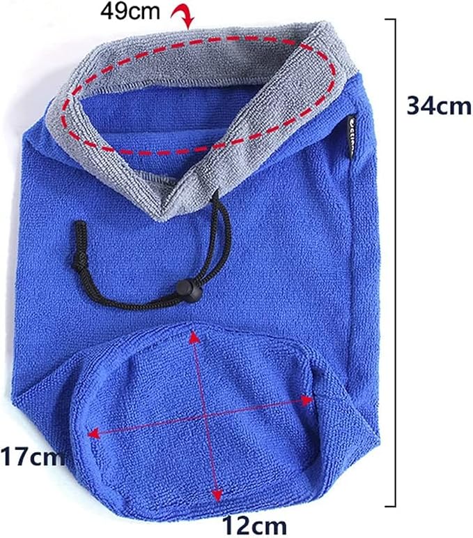2 Pack Ferret Bath Towel Bag - Fast Drying Absorbent Bathrobe with Adjustable Drawstring Microfiber Towel for Hamster Squirrel Bearded Dragon Rabbit Small Animal Grooming Accessories (Blue+Grey)