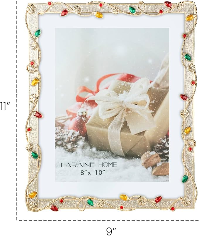 LARAINE Picture Photo Frame 8x10 Metal 2025 Christmas High Definition Display Pictures for Tabletop Home Decorative Holiday Gift (Gold,8x10)