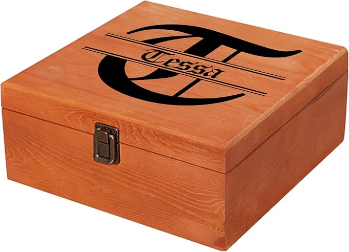 Personalized Keepsake Memory Box Custom Name Wooden Decorative Storage Box with Lids, Christmas Gift Box for Women Men Customized Gifts for Birthday Anniversary Wedding Graduation