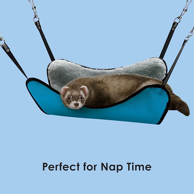 Kaytee Cozy Hammock, Ferret Hammock Hanging Plush Sleeper | Cozy naps. Rat hammock with faux fur lining. Four straps, machine washable, chinchilla hammock