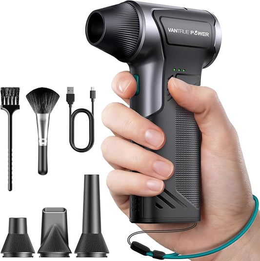 T150 Compressed Air Duster, 110000RPM Cordless Electric Air Duster, 3-Gear Mini Handheld Cordless Blower with Fast Charging, Portable Air Blower for PC, Car, Outdoor, Keyboard Cleaning