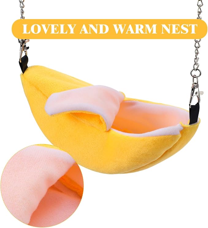 Jetec 2 Pcs Hamster Hammock Hanging Bed for Small Pets | Bed for Hamster Guinea Pig Rat Chinchilla, Banana Pineapple Hanging Nest, Sleep Play Hideout in Small Pet Cage