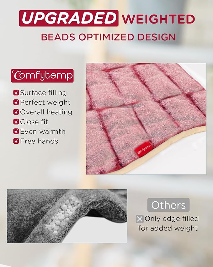 Heating Pad for Neck and Shoulders and Back, Comfytemp Weighted Electric Heat Pad for Warmth, 2.6lb Large Heated Wrap, 9 Heat Settings, 11 Auto-Off, Women Men Birthday Gifts Red