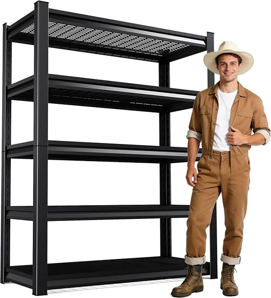 2500LBS Garage Shelving, Heavy Duty Garage Shelves, Adjustable Metal Shelving Unit, Easy Assembly Garage Storage Shelves, Utility Storage Rack Shelf for Garage, Basement, 72" H x 35" W x 16" D