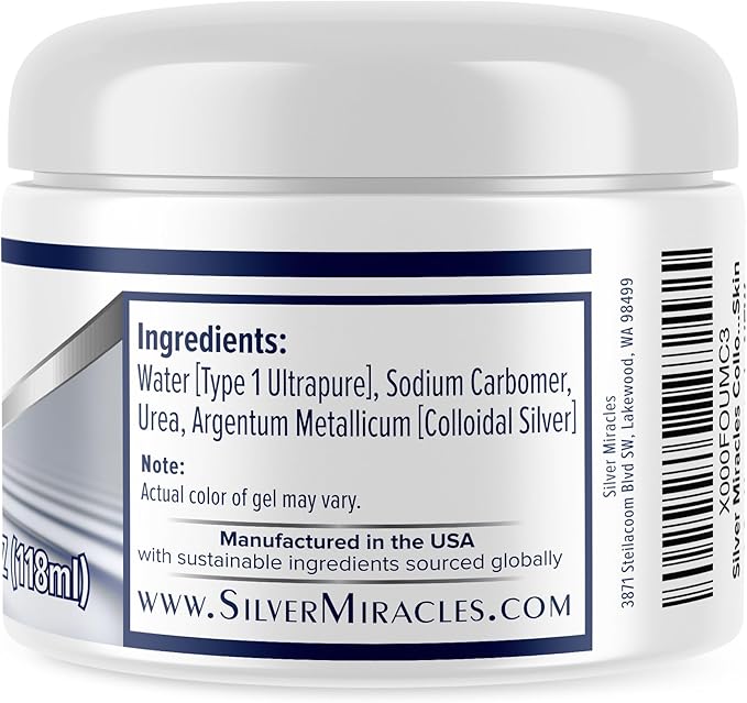 Silver Miracles Colloidal Silver Gel - Nano Silver Gel Wound Care - Healing Ointment for Burns & Irritated Skin - 4 Oz Unscented - Two Pack
