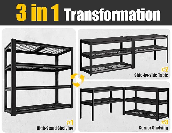 PrimeZone 40" W Heavy Duty Garage Shelving 2200 LBS 4 Tier Storage Shelves Adjustable Industrial Metal Wire Shelf Utility Rack for Garage,Basement,Pantry,Warehouse,Commercial,40" W X 20" D X 60" H