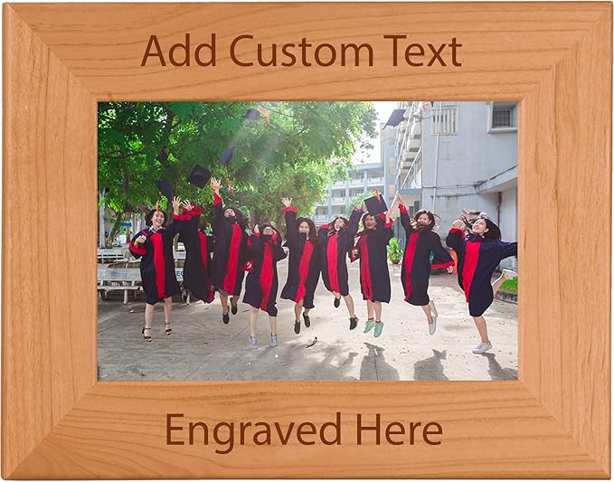 Personalized Add Your Custom Text Hanging/Tabletop Wall Natural Alder Wood Picture Photo Frame Customizable (4x6-inch Horizontal)