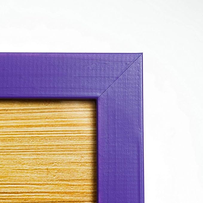 Wood Side Rustic Wooden Square Picture Frames 8x8 - Set of 2 - Natural Solid Eco Wood with Real Glass for Wall Mounting Photo Frame - Purple