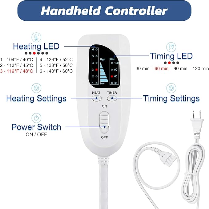 33"X17" Electric Heating pad with 6 Heat Settings, Auto Shut Off, Silver Gray Dry Electric Heating for Back Neck Knee Arms Legs Shoulder Heat Pads for Christmas Birthday Father's Day Mother's Day