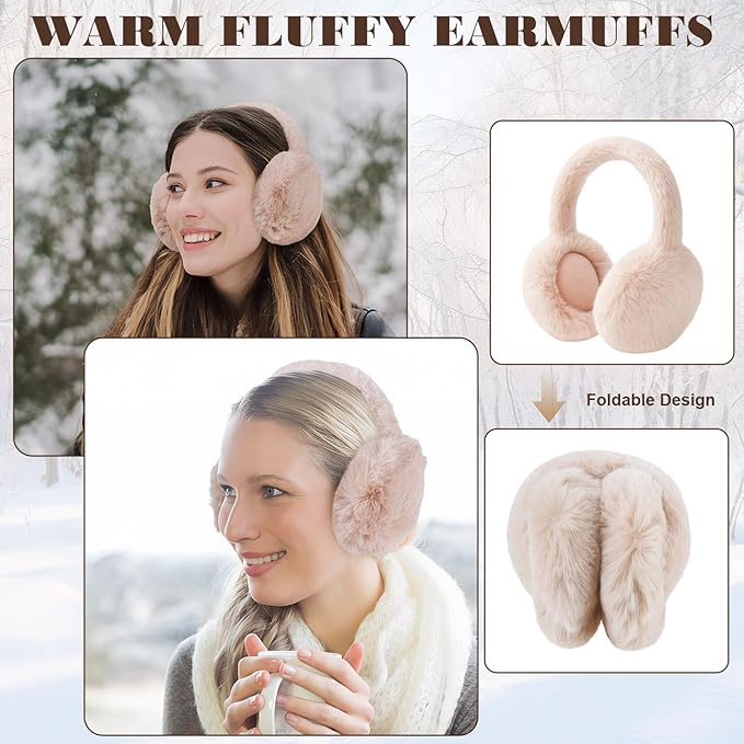 Geyoga 6 Pcs Winter Warm Set for Women Warm Beanies Hats Touchscreen Gloves Long Scarf Ear Muffs Socks Winter Gifts for Women