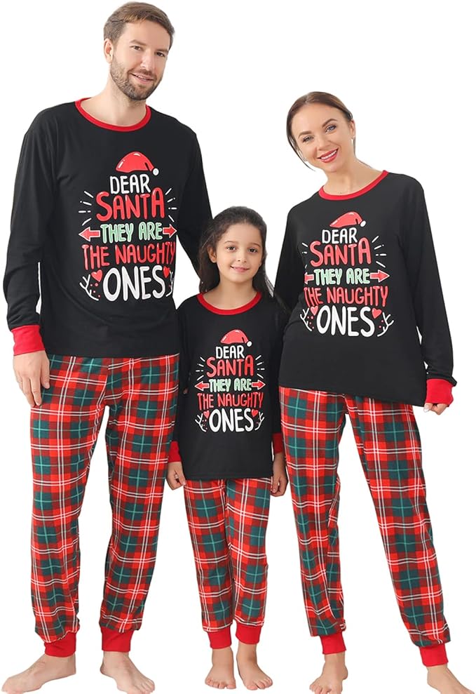 ANGELGGH Matching Christmas Pajamas for Family, Cute Vacation PJs Sets for Couples/Women/Men, Xmas 2 Piece Jammies Sleepwear