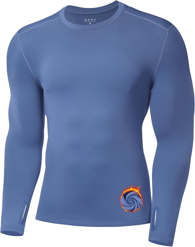 Moozava Mens Thermal Long Sleeve Shirt Fleece Lined Compression Base Layer Top Cold Weather Gear Hunting Athletic Undershirt