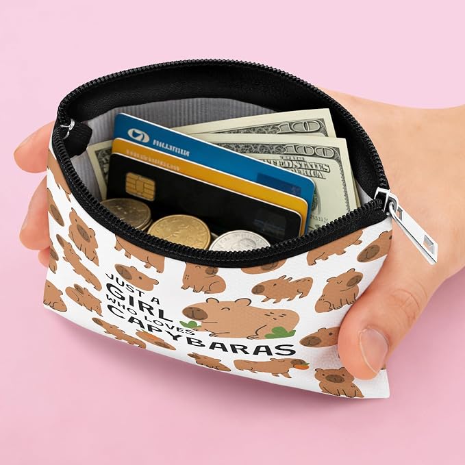 Capybara Lover Gift Coin Purse for Women Capybara Gift Stuff for Friend Bestie Sister Daughter Teens Animal Lover Gifts Christmas Birthday Valentines Present for Capybaras Lovers Zipper Change Pouch
