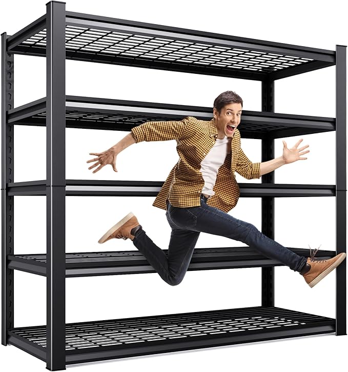 46 ''W Storage Shelves, 71‘’H Garage Shelving, Adjustable Garage Shelves, 3000lbs Heavy Duty Shelving ,5 Tier Garage Storage Shelves,Easy-To-Install Metal Shelf Storage Rack Shelving Unit For Kitchen