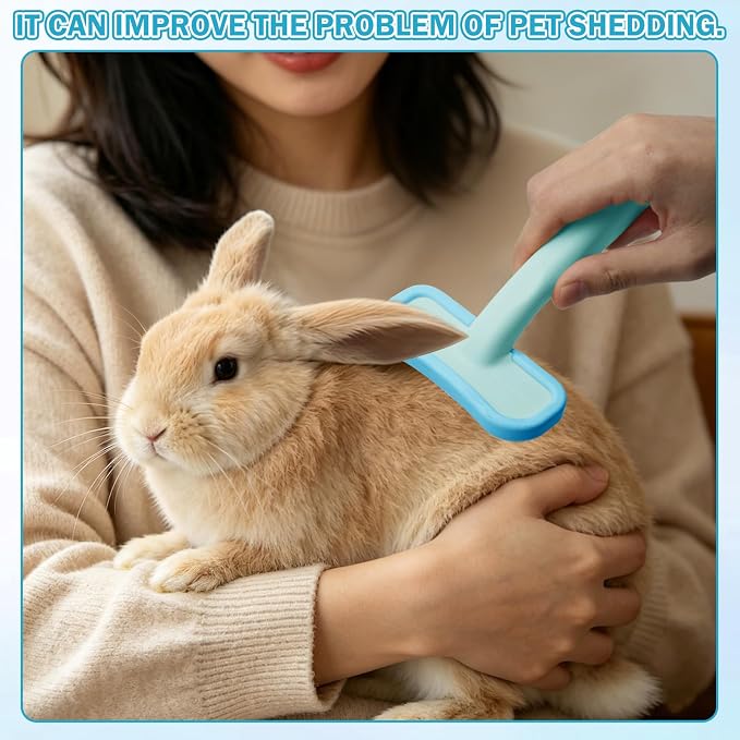 1Pcs Rabbit Bunny Soft Brush, Practical Brush for Rabbits Grooming, Soft Silicone Small Animal Massage Comb, Bunny Grooming Kit Supplies Suitable for Cats Puppies & Other Pets(Blue)
