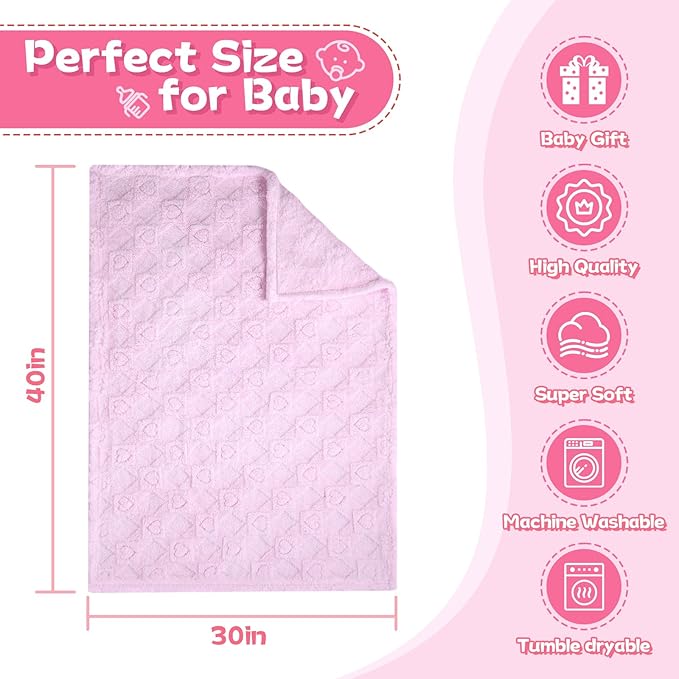 Ultra Soft Fleece Baby Blanket,Swaddle & Receiving Blankets for Newborn Infant, Lightweight Breathable Nursery Nap Blanket for Crib Stroller, for Boys & Girls Heart Checkered 30"x40" Purple