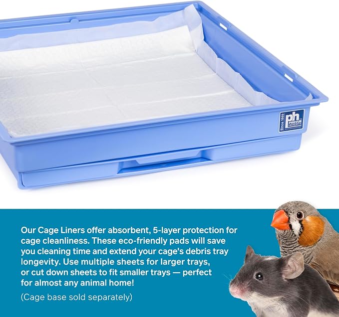 Prevue Pet Products Disposable Cage Liners for Birds and Small Animals - Cage Accessories for Parrot, Parakeet, Conure, Cockatiel, Hamster, Guinea Pig, & Mouse Enclosures - 20 White Liners
