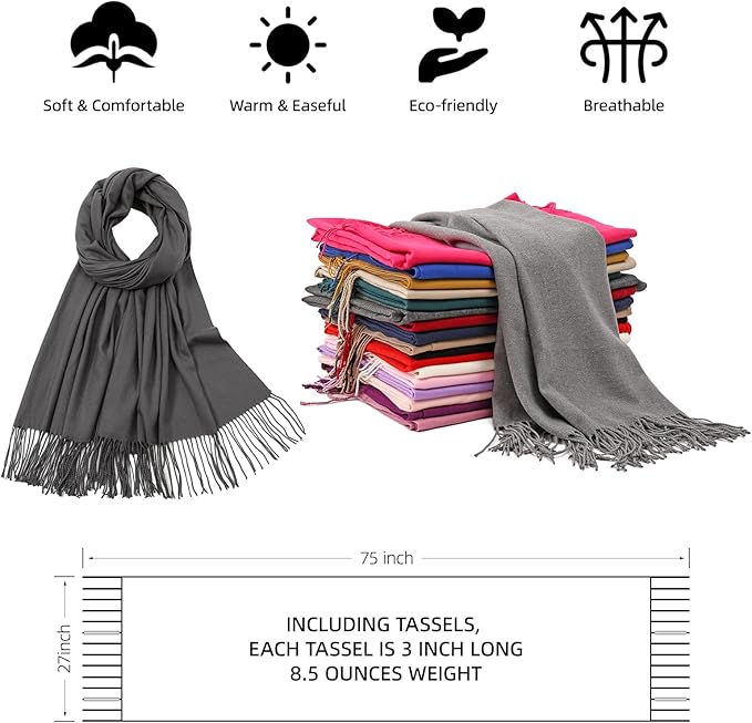 RIIQIICHY Women's Scarf Pashmina Shawls and Wraps for Evening Dress Bridesmaid Wedding Bridal Winter Warm Long Large Scarves