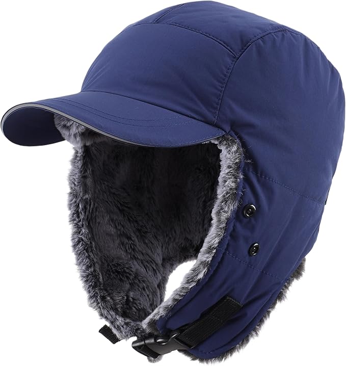 Connectyle Trapper Hat for Men Women Faux Fur Winter Hat with Ear Flaps Water-Resistant Hunting Hats Ushanka Skiing Cap