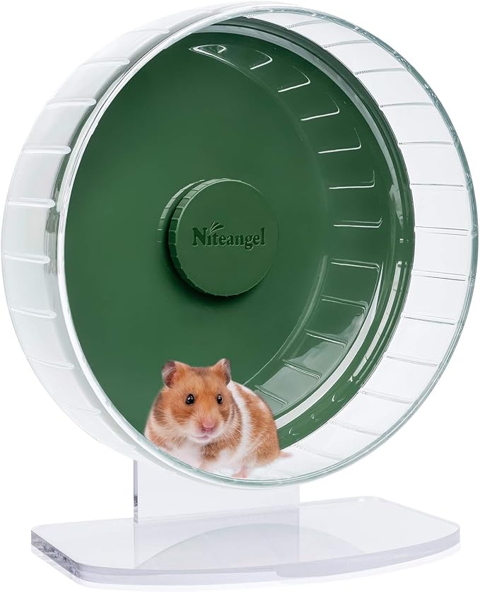 Niteangel Super-Silent Hamster Exercise Wheels: Quiet 10 inch Running Wheel | Can 10.6-13.4" Adjustable Height - No Bend Back Spinner Running for Dwarf Syrian Hamster Gerbils Mice Or Other Small Animal