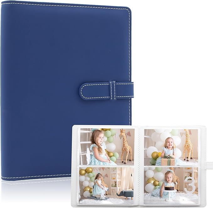 Photo Albums 4x6 Pictures – 152 Pockets Vegan Leather Cover Memory Album Book, Suitable for Family Wedding Boys Girls and Babies Storage (Dark Blue)