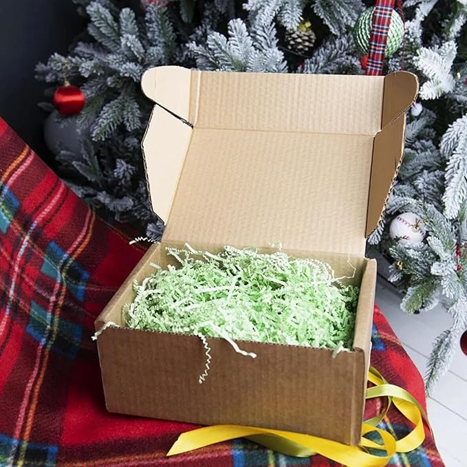 Zankubom 1 LB Light Green Crinkle Cut Paper Shred Filler Great for Gift Wrapping, Basket Fillers, Birthday, Gift Wrapping, Anniversary, Halloween Thanksgiving Christmas Party Decor Filling Supplies