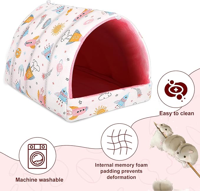 UPINS 2 Pack Guinea Pig Bed, Guinea Pig Hideout | Washable Small Animal House Cage Accessories,for Dwarf Rabbits Chinchillas Hamsters Hedgehogs Ferrets