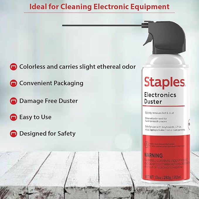 Staples Compressed Air Dusters – Canned Air for Electronics, Keyboards & Office Devices
