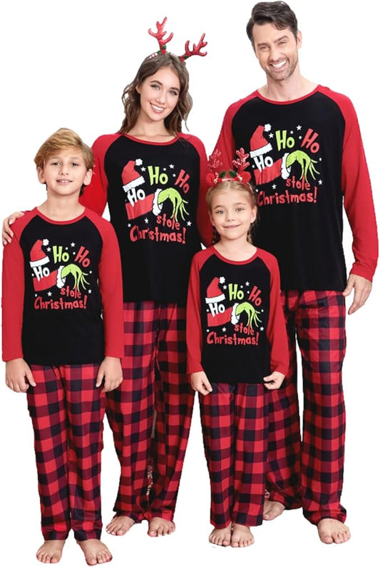 Christmas Family Pajamas Set Matching Holiday Plaid Sleepwear Set Reindeer/Tree Print Loungewear for Xmas Eve