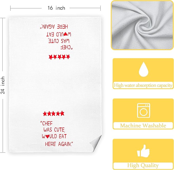 Funny Kitchen Towels - Chef was Cute Would Eat Here Again Dish Towels for Kitchen, Aesthetic Kitchen Decor, Funny Kitchen Decor, Chef Gifts, 16x24