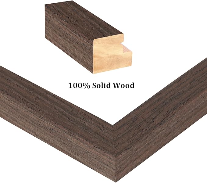 Egofine A4 Picture Frames Set of 4, Made of Solid Wood Covered by Plexiglass 4x6 and 6x8 with Mat or A4 without Mat, for Table Top Display and Wall Mounting Photo Frame Brown