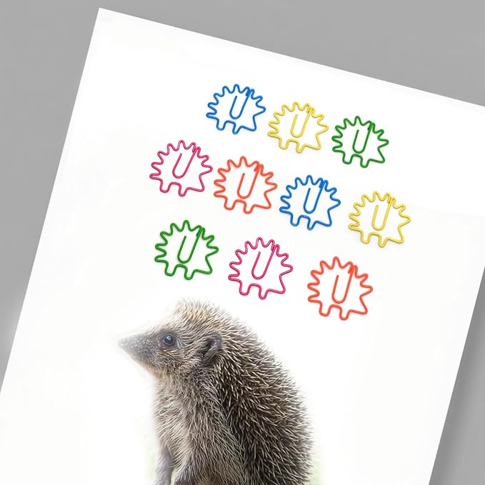 Cute Hedgehog Paper Clips Bookmarks 60 Pcs, Hedgehog Gifts | Decorative Office Supplies and Desk Accessories, Cute Hedgehog Gifts for Women, Teachers, Students and Hedgehog Lovers