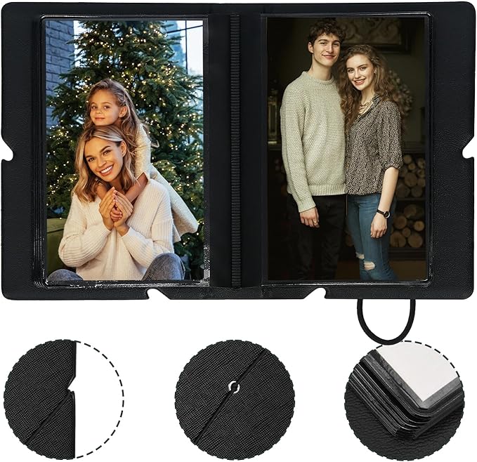 Lifting Small Photo Album 4x6 28 Pockets Plastic 4 x 6 Photo Book Album with Customizable Cover Mini Picture Album for Family Wedding Anniversary Baby Vacation (Ink Black)