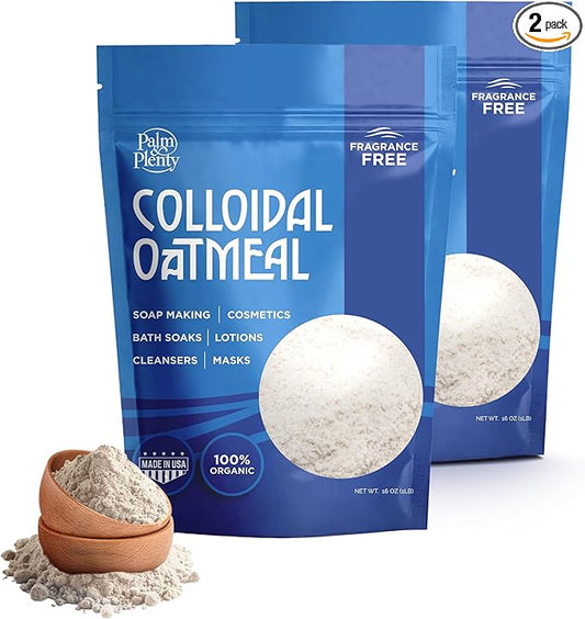 100% Pure Colloidal Oatmeal - Unscented, DIY Bath Products, Skincare, Cosmetics, Natural Oatmeal Bath for Itching, Soothing Agent for Itchy, Irritated Skin - 2 Pack (32oz)