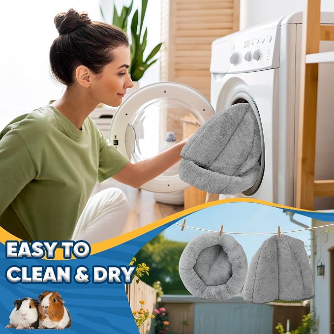 Guinea Pig Hideout - Fluffy Separable Small Pet Bed with Snap Fastener, Cuddler-Style Guinea Pig Bed with Round Shape Surrounds, Igloo Shape, Grey