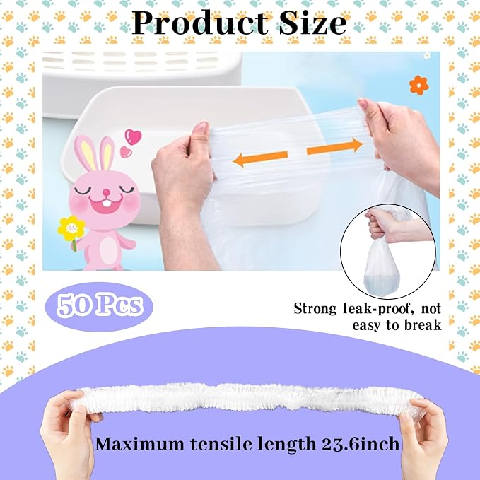 BNOSDM 50 PCS Rabbit Cage Liners Disposable Guinea Pig Cage Liner Hamster Tray Liner Plastic Small Animals Bedding Waste & Litter Pan Bag Universal Toilet Film for Bunny Hedgehog Ferret Rat