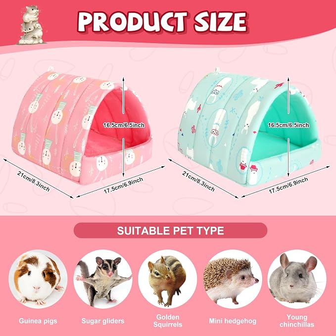 UPINS 2 Pack Guinea Pig Bed, Guinea Pig Hideout | Washable Small Animal House Cage Accessories,for Dwarf Rabbits Chinchillas Hamsters Hedgehogs Ferrets